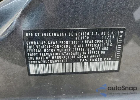 2024 Volkswagen Jetta Se z USA, uszkodzony, nr VIN 3VWEM7BU7RM030199